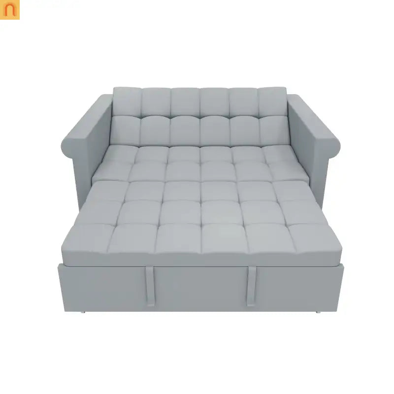 Loveseat Velvet Gray Sleeper 69" 7-Position Backrest