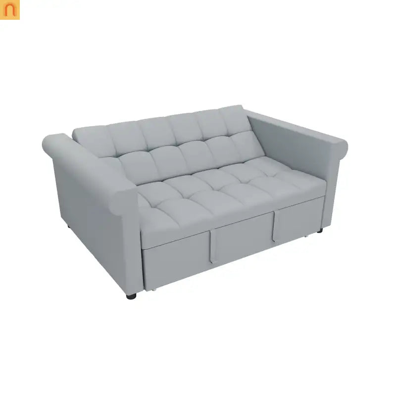 Loveseat Velvet Gray Sleeper 69" 7-Position Backrest