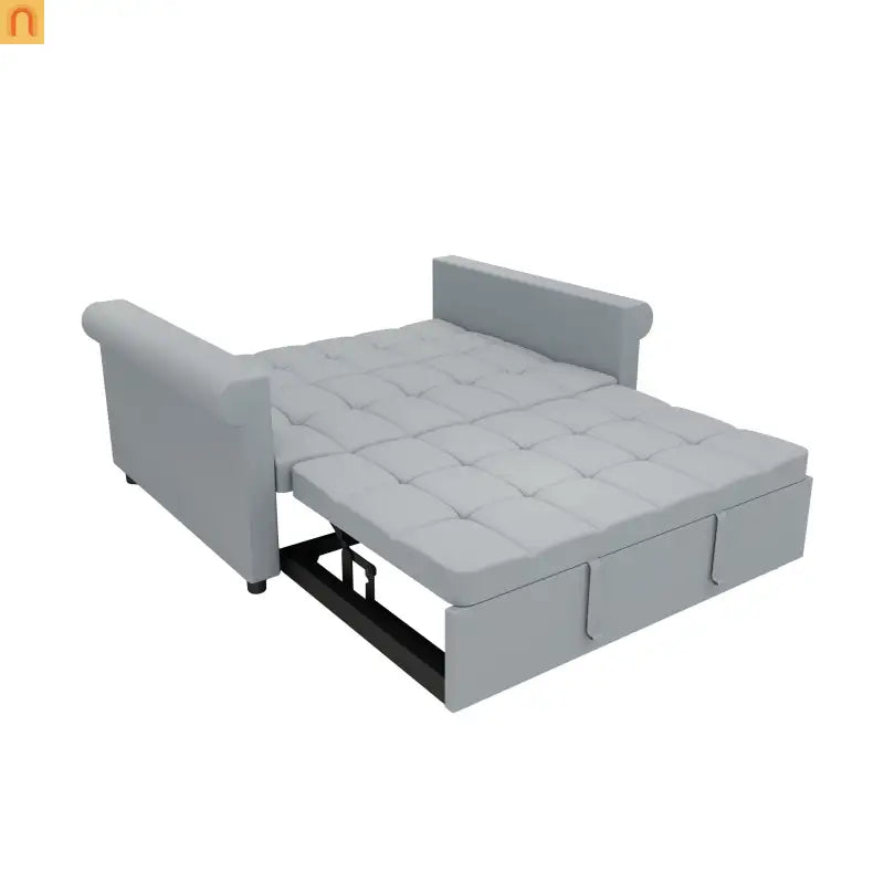 Loveseat Velvet Gray Sleeper 69" 7-Position Backrest