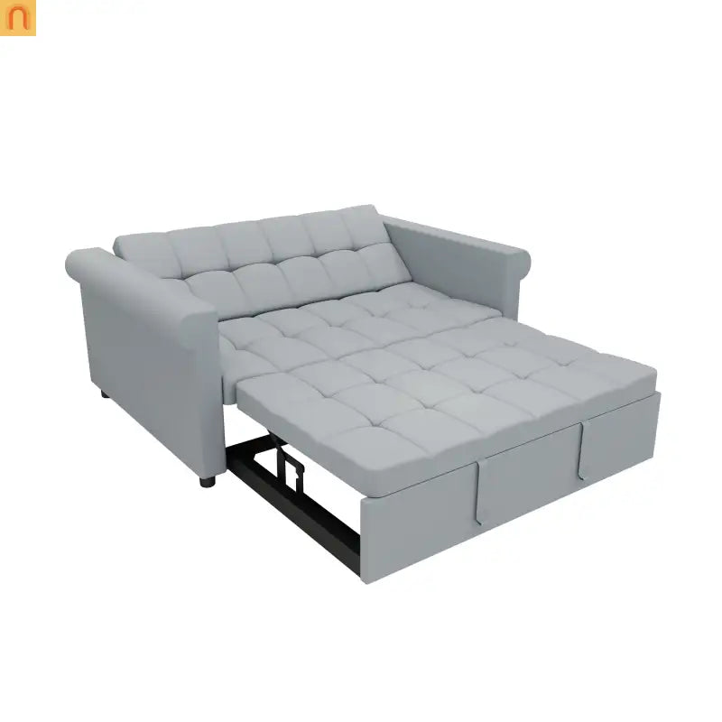 Loveseat Velvet Gray Sleeper 69" 7-Position Backrest