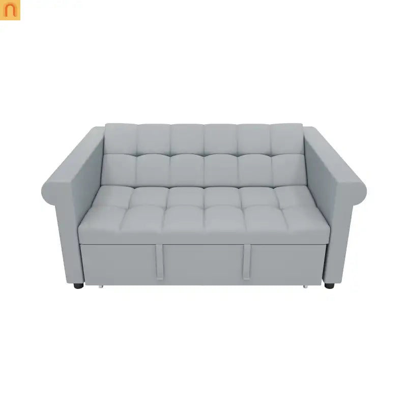 Loveseat Velvet Gray Sleeper 69" 7-Position Backrest