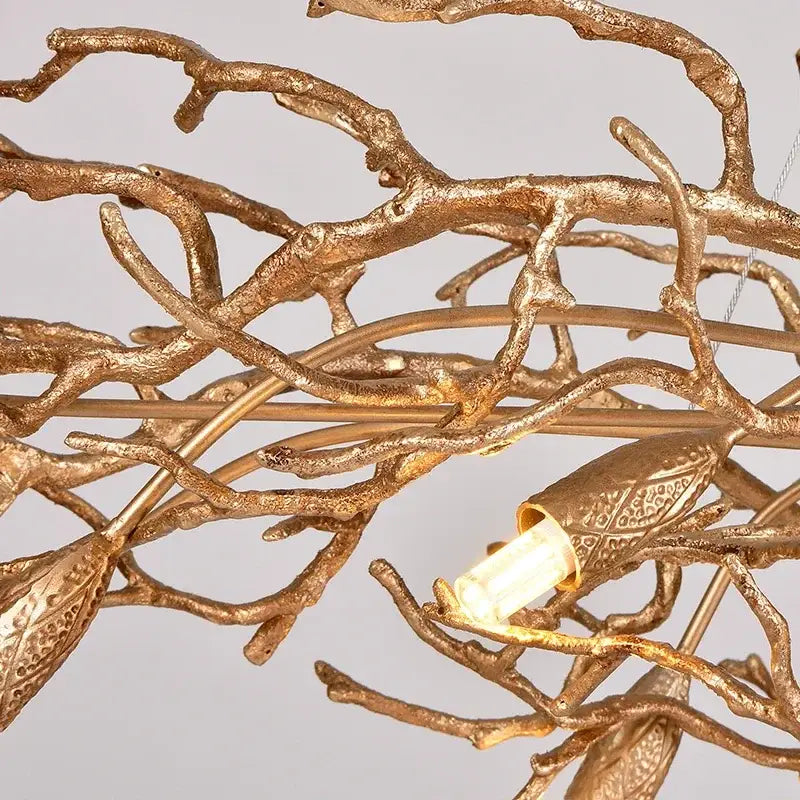 Luxe gold branch crystal led chandelier for living room