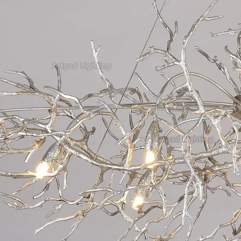 Luxe gold branch crystal led chandelier for living room