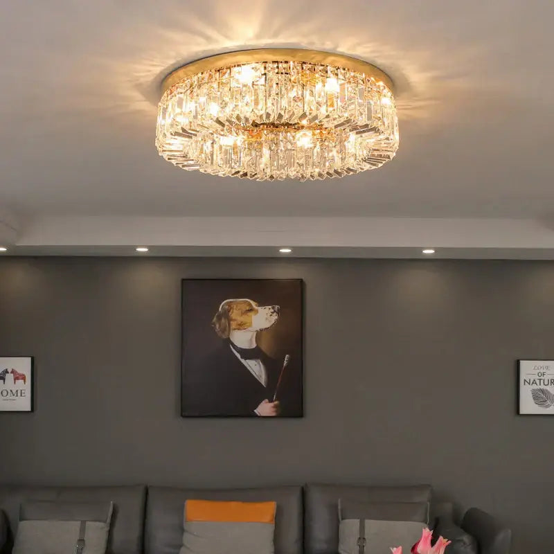 Luxury chrome crystal led ceiling lights for living room