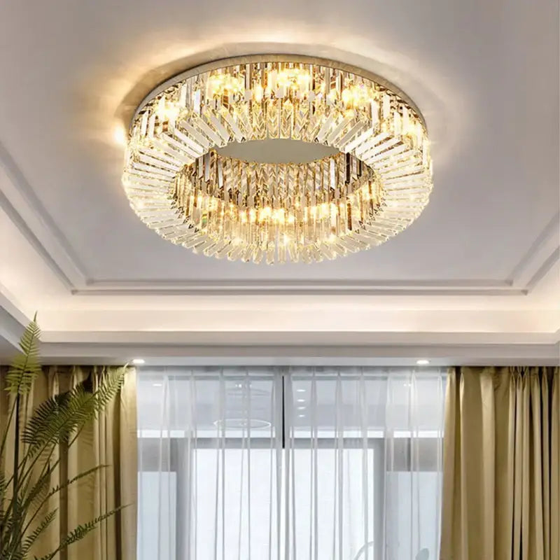 Luxury chrome crystal led ceiling lights for living room
