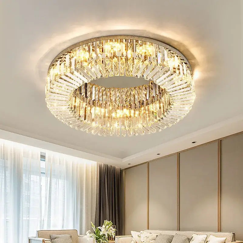 Luxury chrome crystal led ceiling lights for living room