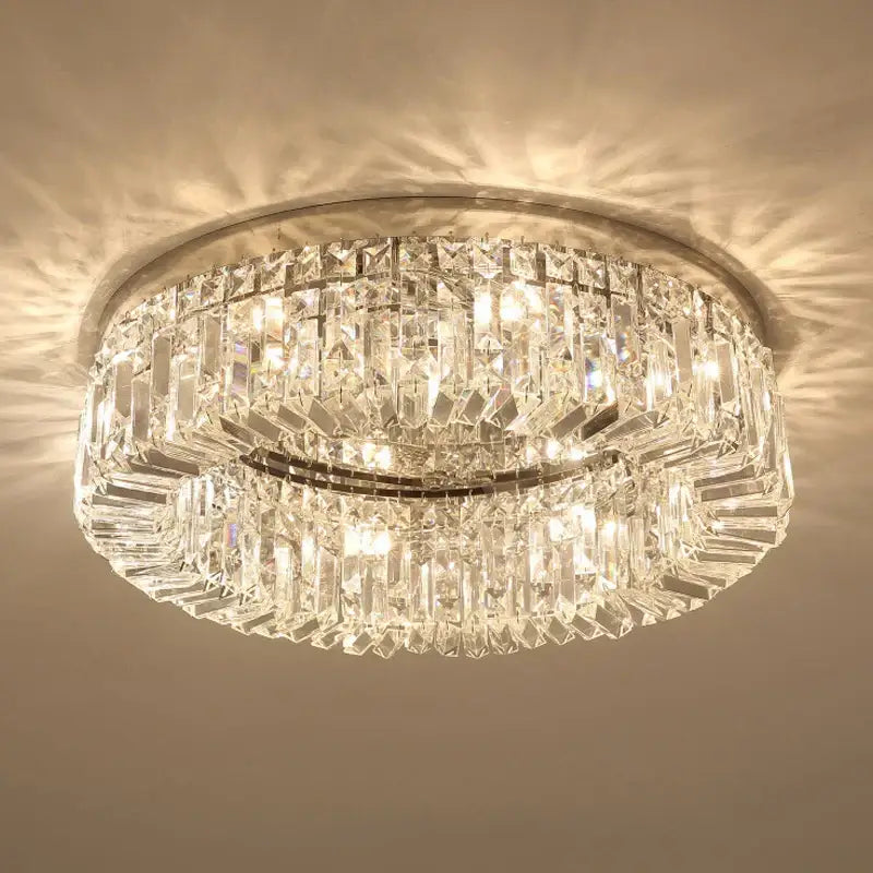 Luxury chrome crystal led ceiling lights for living room