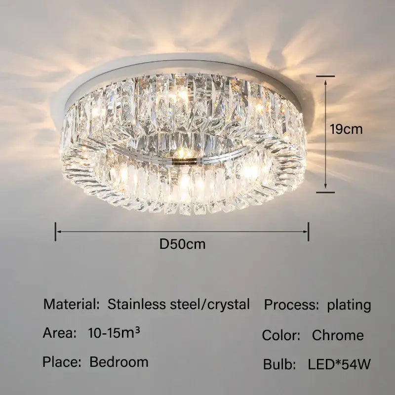 Luxury chrome crystal led ceiling lights for living room