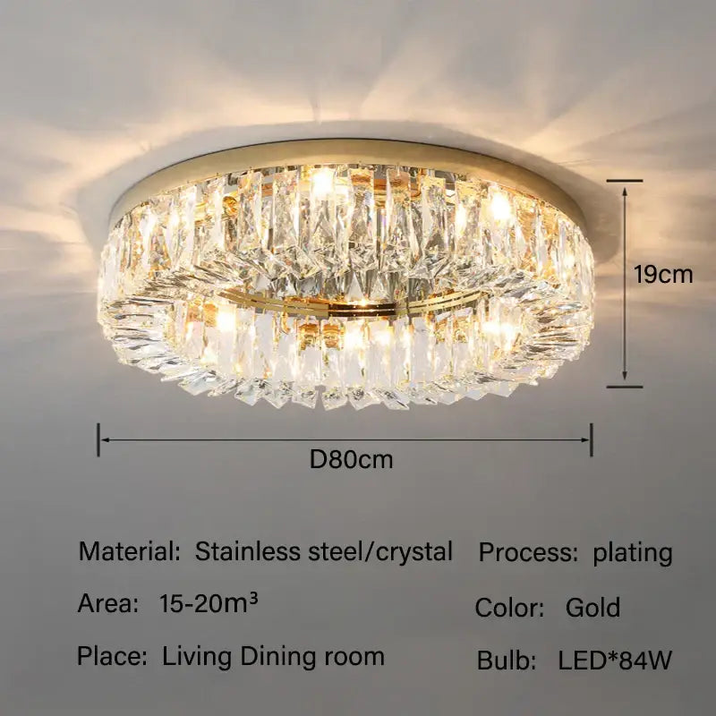 Luxury chrome crystal led ceiling lights for living room