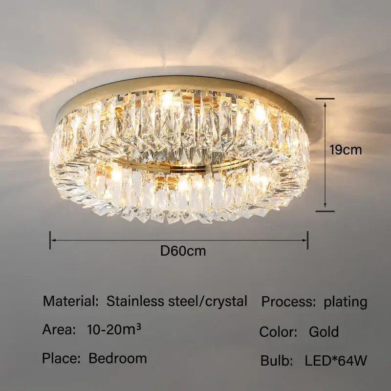 Luxury chrome crystal led ceiling lights for living room