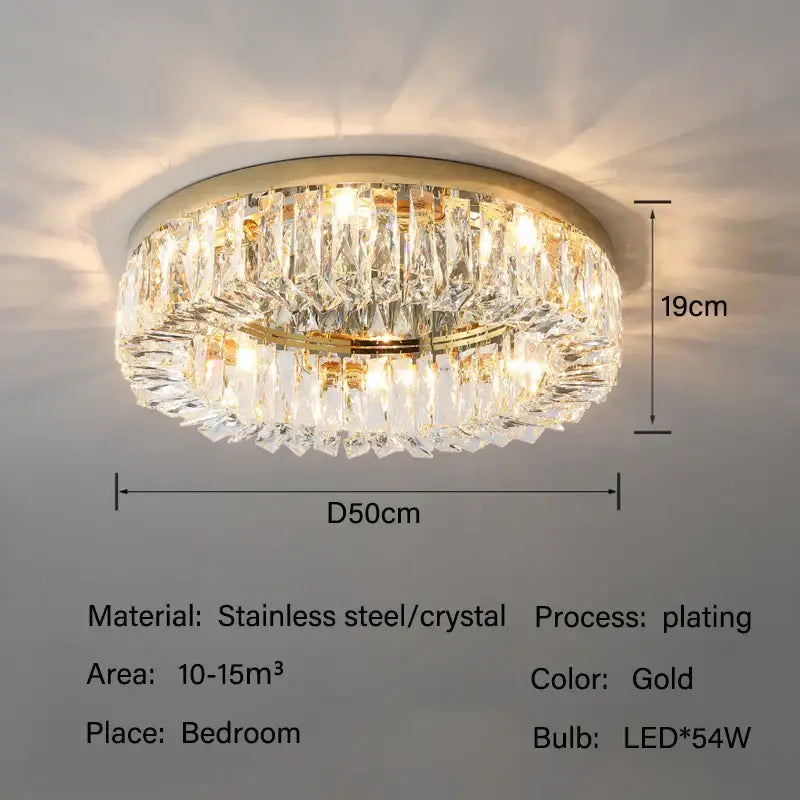Luxury chrome crystal led ceiling lights for living room