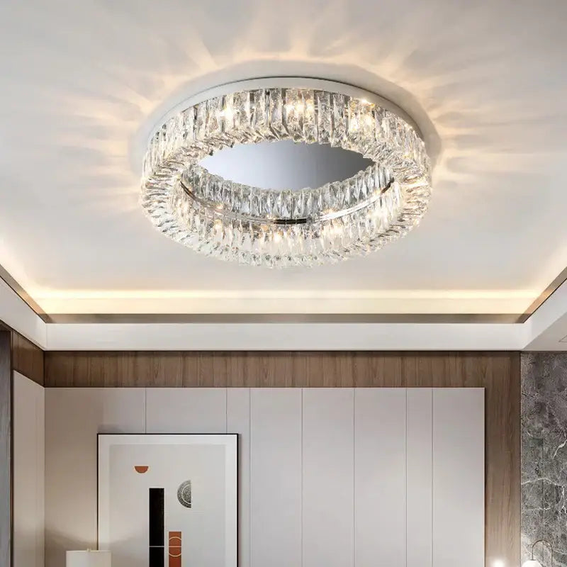 Luxury chrome crystal led ceiling lights for living room