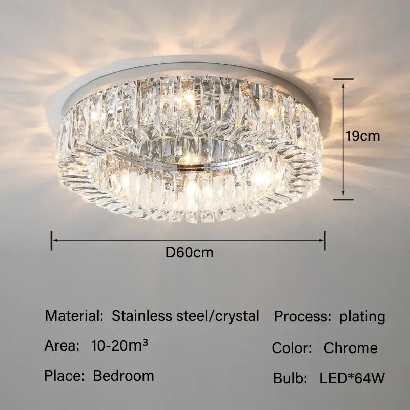 Luxury chrome crystal led ceiling lights for living room