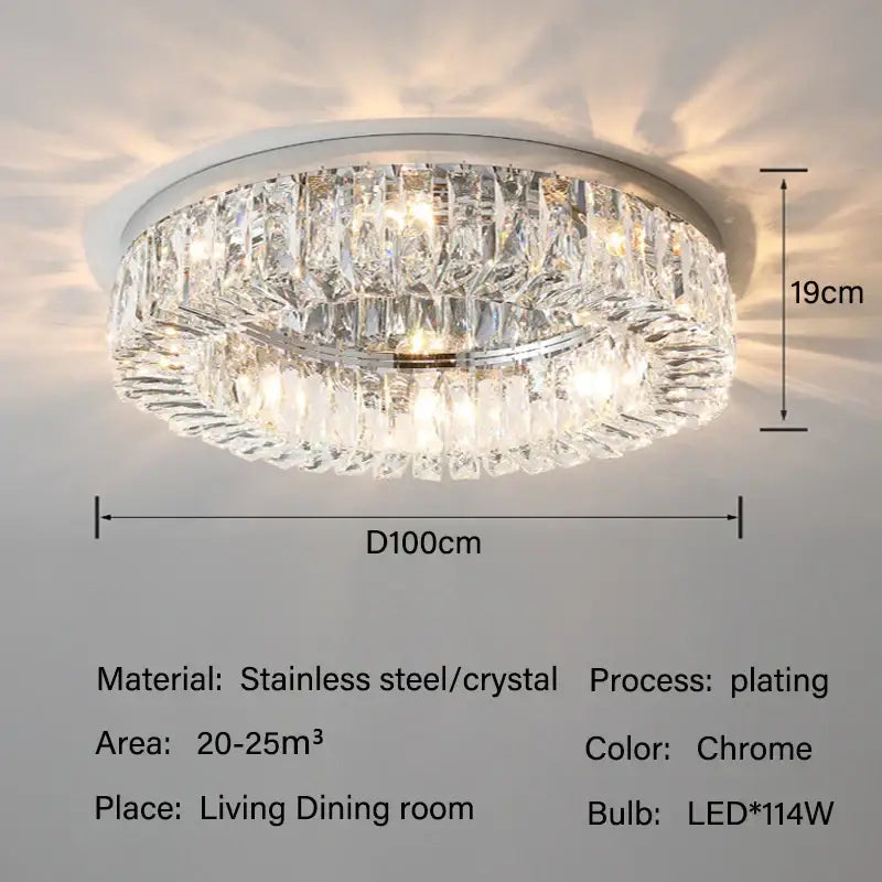 Luxury chrome crystal led ceiling lights for living room