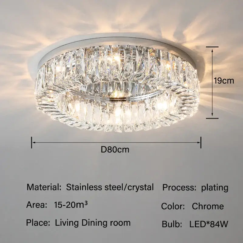 Luxury chrome crystal led ceiling lights for living room