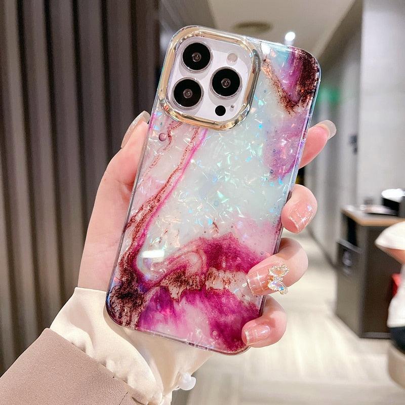 Luxury Flawless Marble Pattern Phone Case For iPhone 14 Pro Max 13 12 11 Soft Shockproof Bumper Back Cover Solid Color Drop Protection Shock-Absorbing Corners