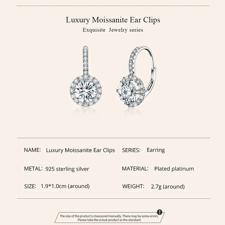 1.0ct Moissanite Hoop Earrings For Women Sterling Silver 925 Sparkling Engagement Wedding Gift