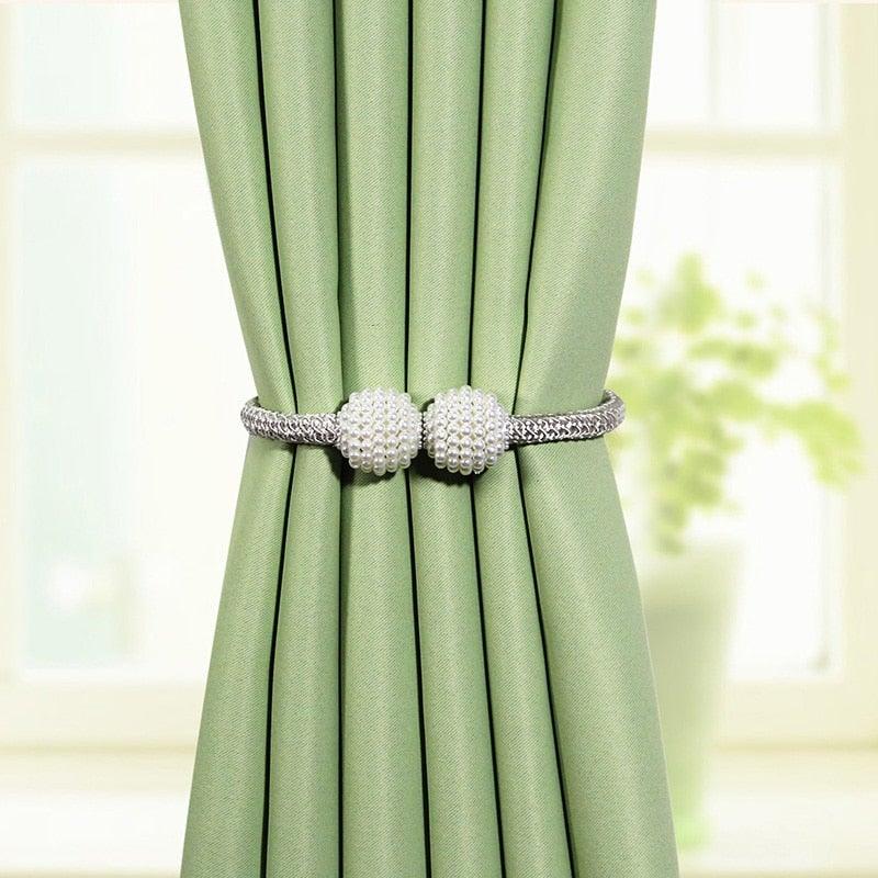 Magnetic Curtain Clip Room Accessories Pearl Ball Curtains Holder Tieback Home Decor Hanging Ball Buckle Tie Back Curtain Tiebacks Pearl Ball Home Curtain Buckle The Most Convenient Tie Backs Weave Clips Rope Straps Holder