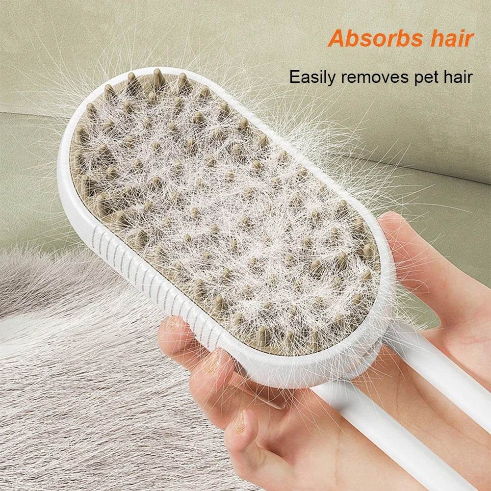3-in-1 Electric Pet Brush – Steam Cleaner, Hair Remover & Massager for Dogs & Cats
