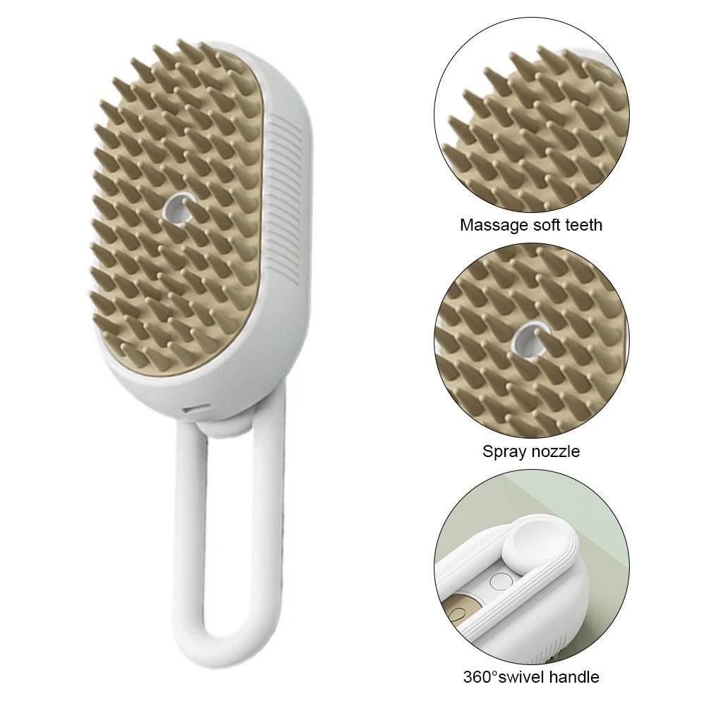 3-in-1 Electric Pet Brush – Steam Cleaner, Hair Remover & Massager for Dogs & Cats