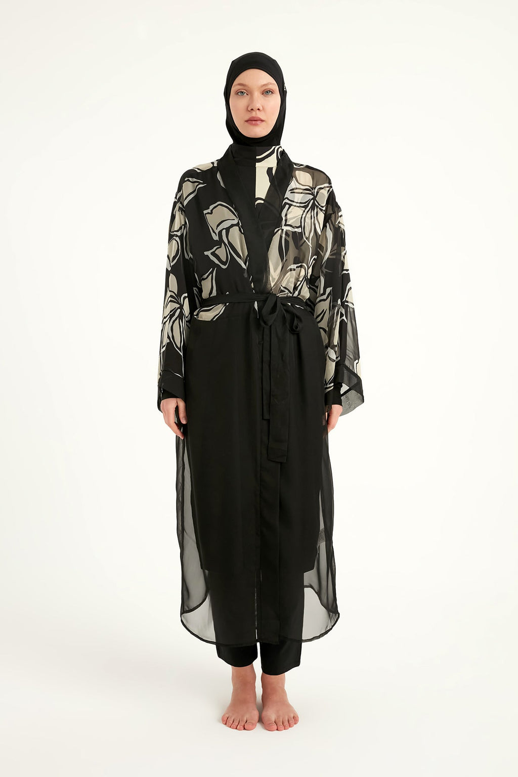 Silky Full Length Modest Kimono Lightweight Elegant Beach Cover P2509