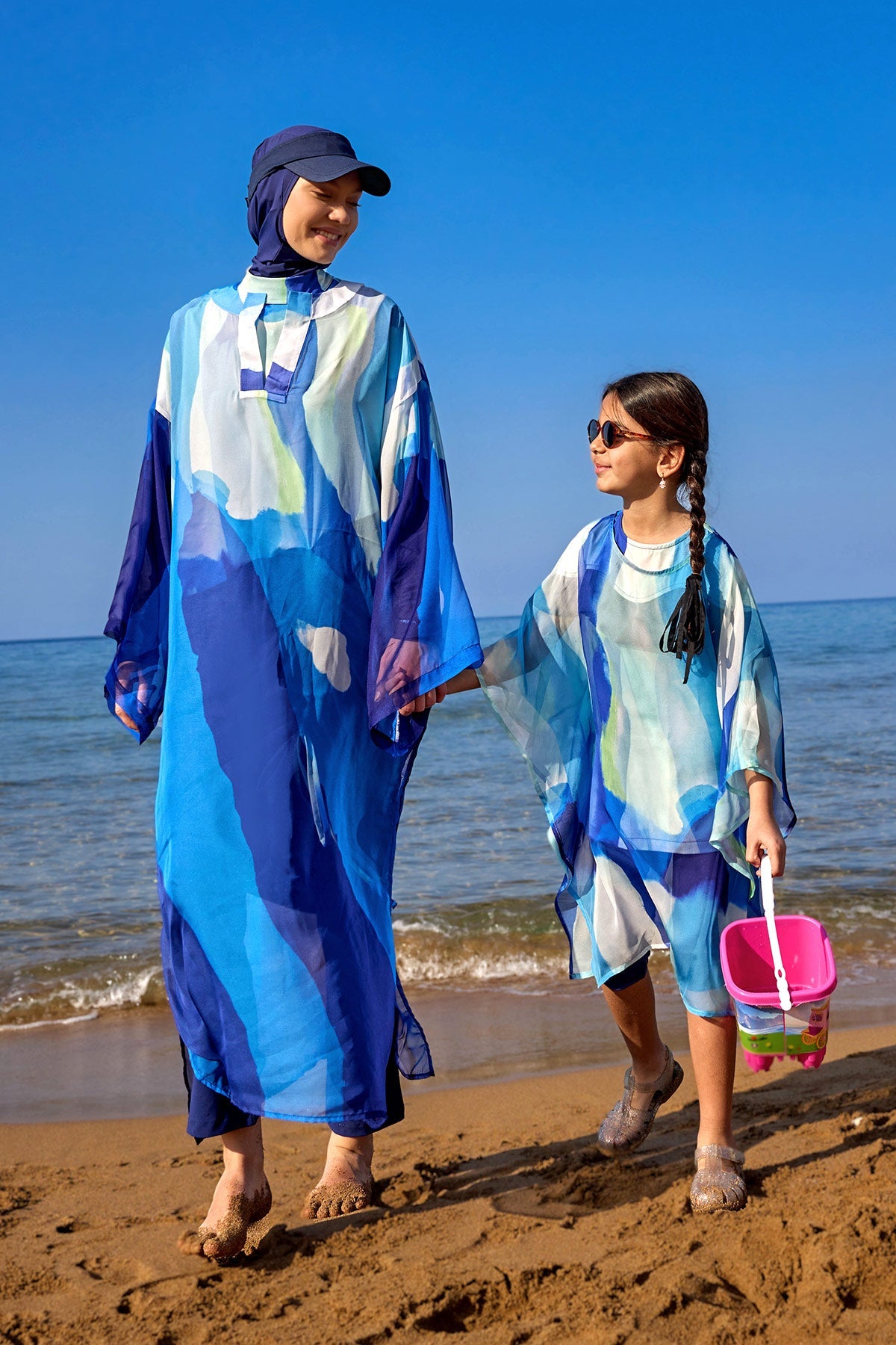 Marina UPF50+ Girls Modest Swimwear for Girls - Blue/Navy Blue - C2501