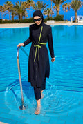 Black Full Coverage Modest Swimwear Burkini Set M2506-1
