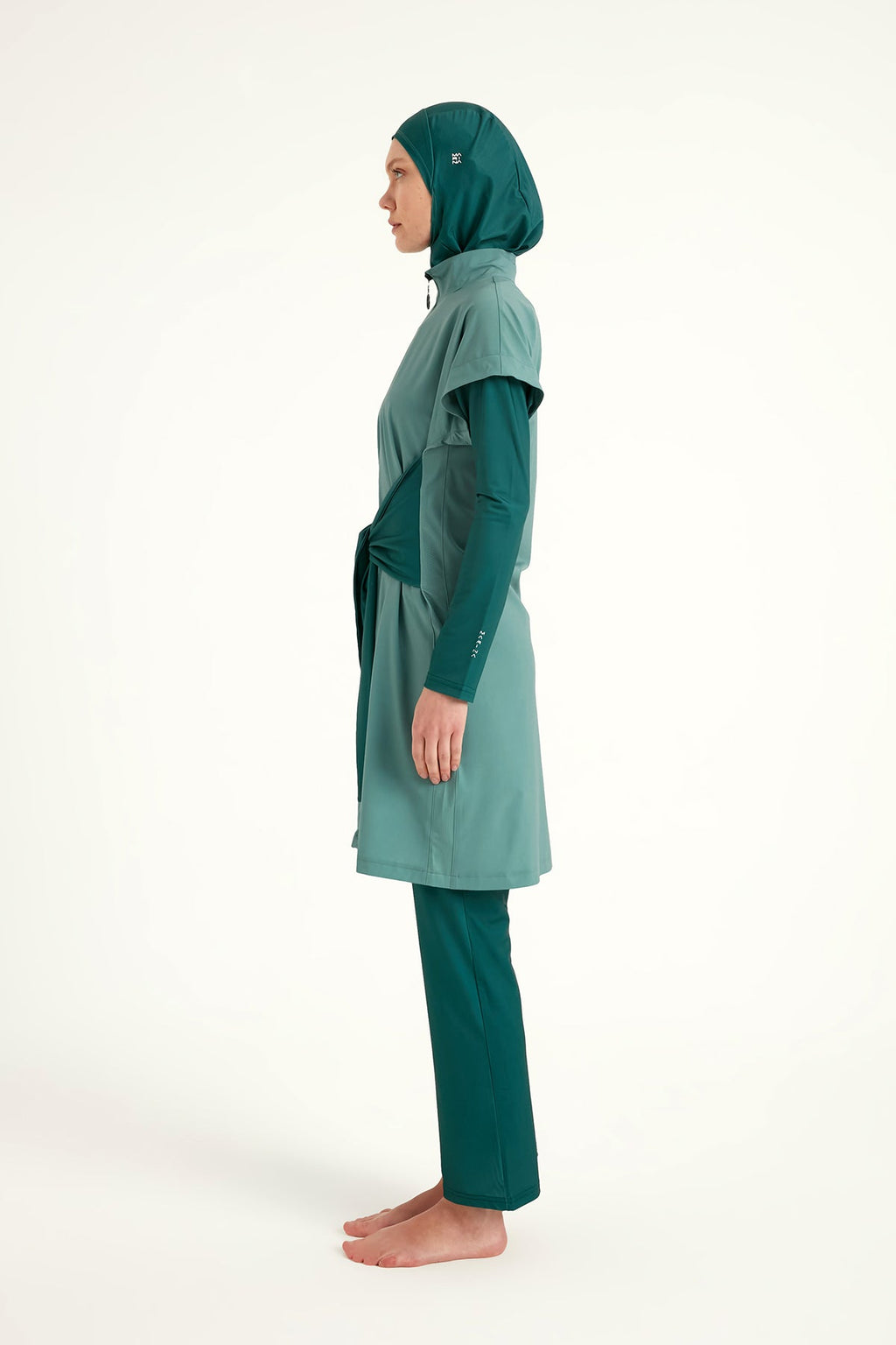 Olive Modest Burkini Set – High Collar Full Coverage Swimwear M2523-1