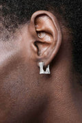 Men's Square Sterling Silver Earrings - Trendy Minimalist Design