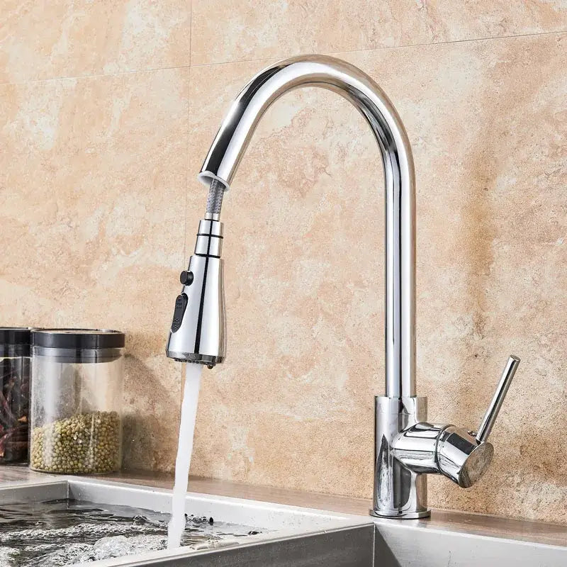 Matte black pull out kitchen faucet with high arc spout