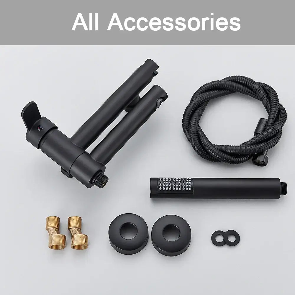 DecorBites™ Black Wall Mount Waterfall Tub Shower System Faucet