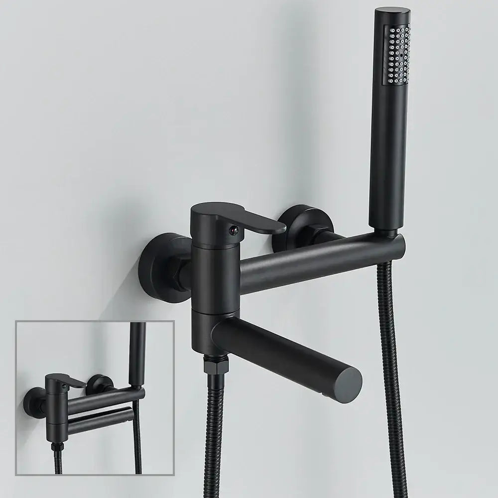 DecorBites™ Black Wall Mount Waterfall Tub Shower System Faucet