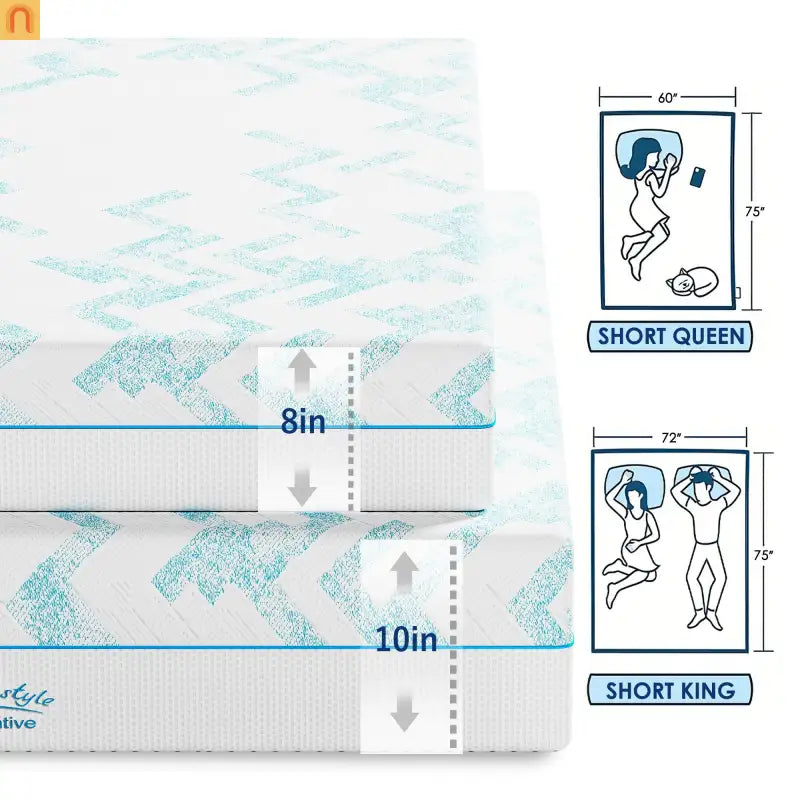 Mattress Memory Foam Short King RV 10in Cooling Gel Breathable