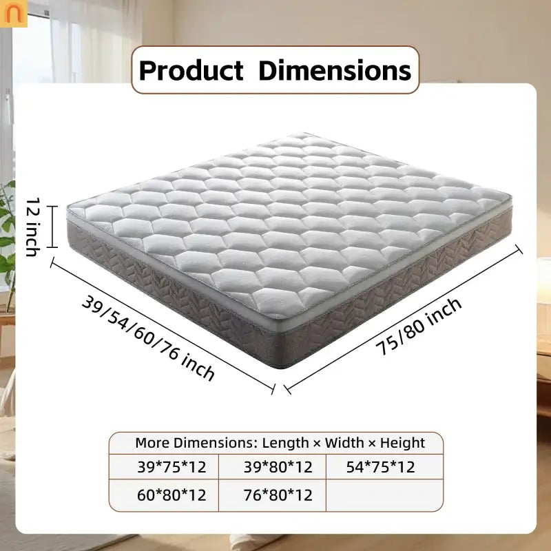 Mattress Hybrid Eurotop Gel Memory Foam Pocket Coils 12in King