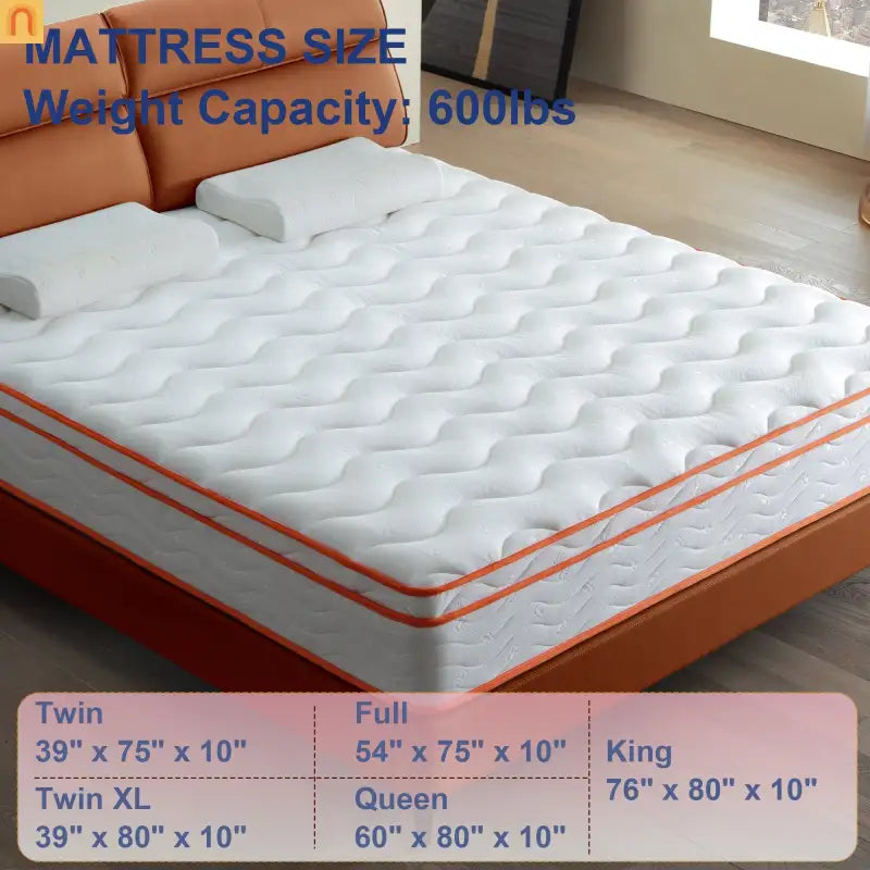 Mattress Hybrid Memory Foam Pocket Spring 10in Twin Pressure Relief