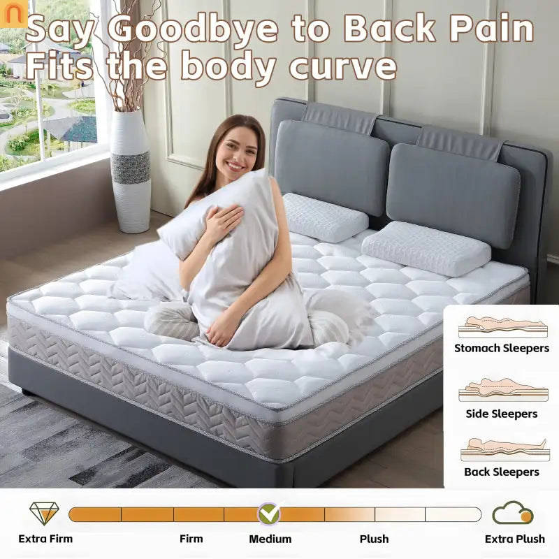 Mattress Hybrid Memory Foam Pocket Spring 12in Twin Medium Firm