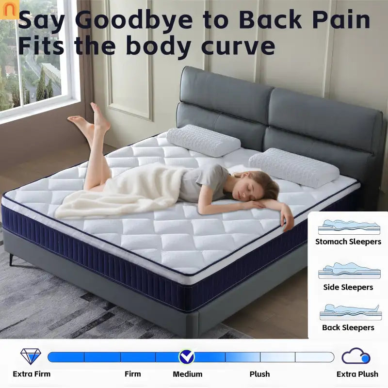Mattress Hybrid Memory Foam Pocket Spring Medium Firm 10in Queen