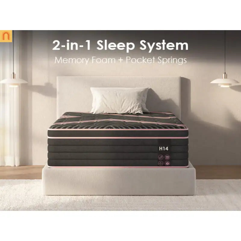 Mattress Hybrid Pocket Spring Memory Foam 14in King Medium Firm