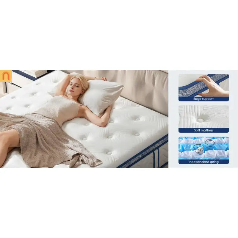 Hybrid Memory Foam Queen Mattress 12" Medium Firm