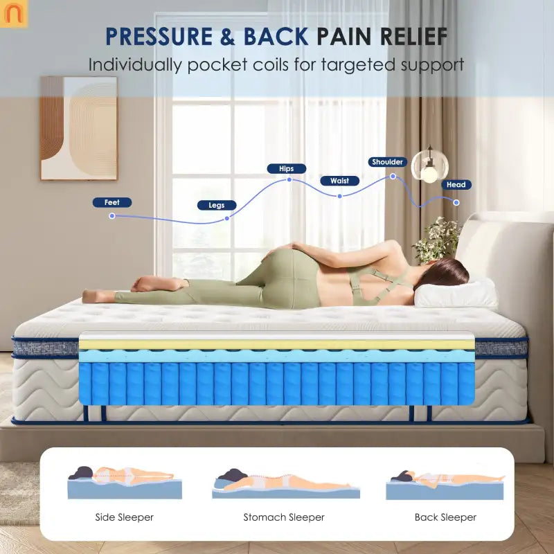 Hybrid Memory Foam Queen Mattress 12" Medium Firm