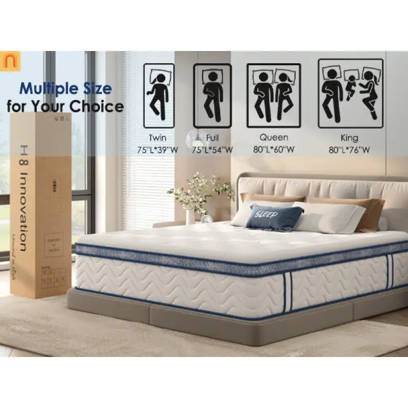Hybrid Memory Foam Queen Mattress 12" Medium Firm