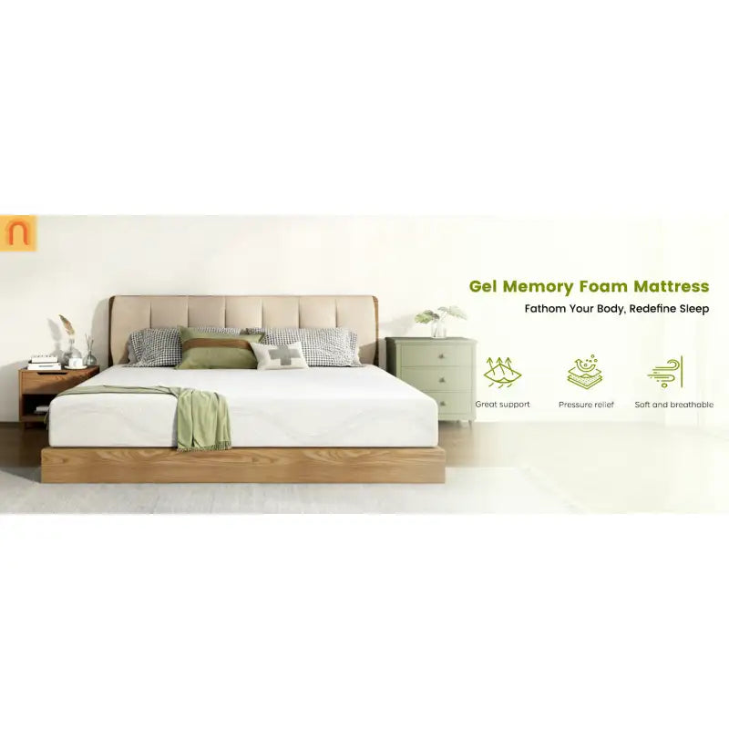 Mattress Memory Foam White Queen 12in Washable Removable Cover