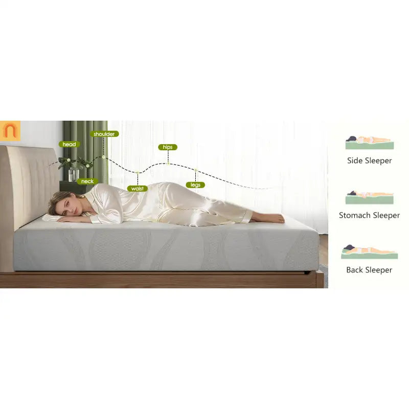 Mattress Memory Foam White Queen 12in Washable Removable Cover