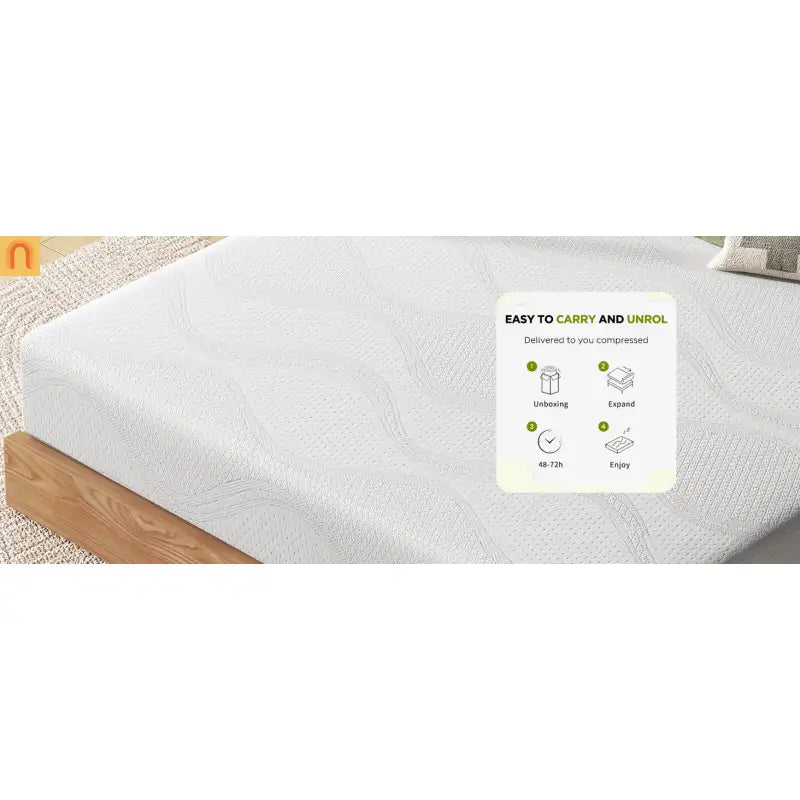 Mattress Memory Foam White Queen 12in Washable Removable Cover