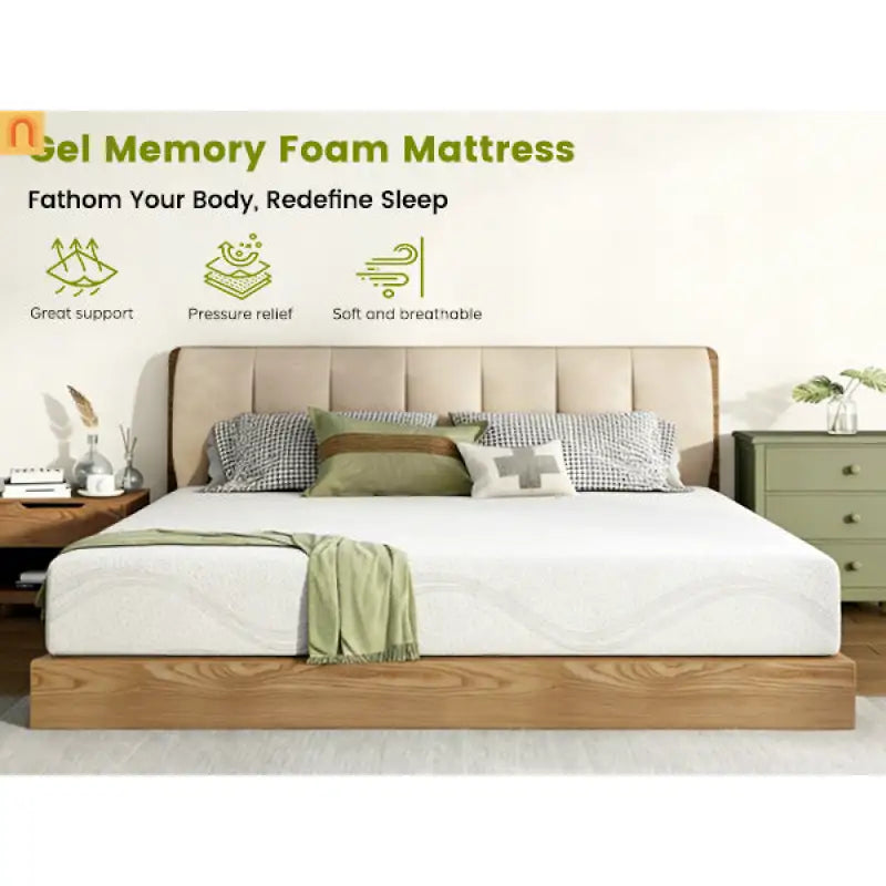 Mattress Memory Foam White Queen 12in Washable Removable Cover