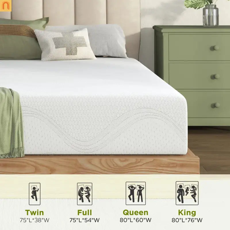 Mattress Memory Foam White King 10in Cooling Gel Washable Cover