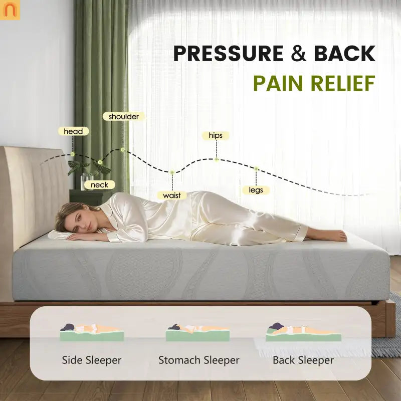 Mattress Memory Foam White King 10in Cooling Gel Washable Cover