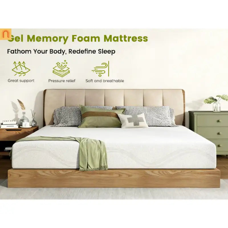 Mattress Memory Foam White King 12in Gel Cooling Layers
