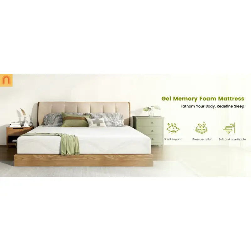 Mattress Memory Foam White King 14in Cooling Gel Washable Cover