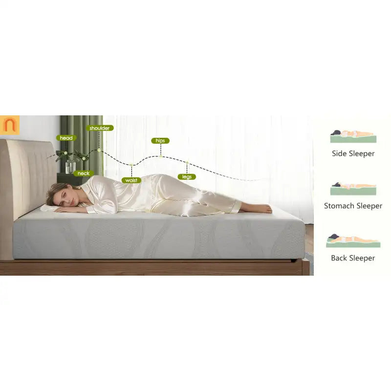 Mattress Memory Foam White King 14in Cooling Gel Washable Cover